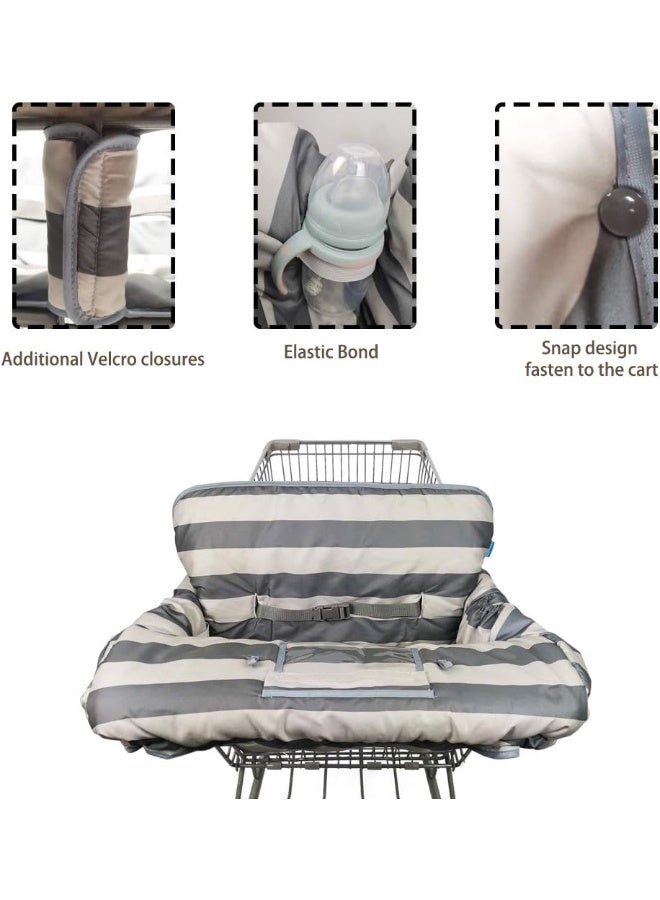 DODO NICI Shopping Cart Cover for Baby boy Girl, Grocery Cart Cushion Liner, Infant High Chair Cover,Grey Strip - Image 4